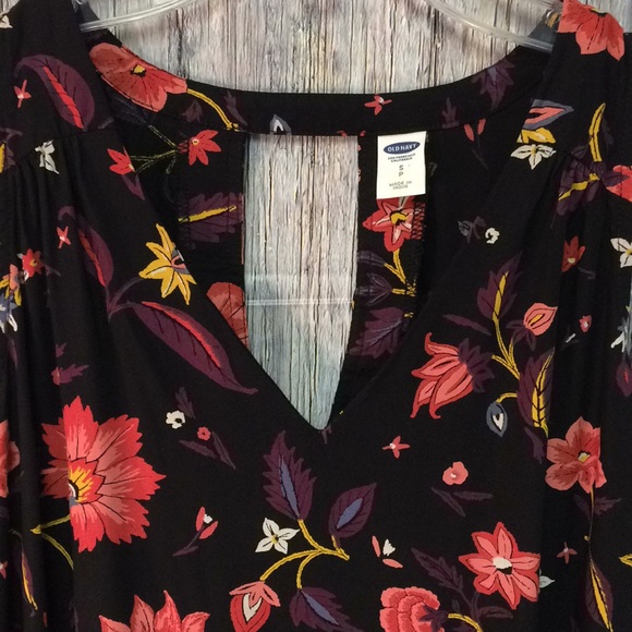 Old Navy keyhole high low floral dress tunic style - Picture 2 of 6